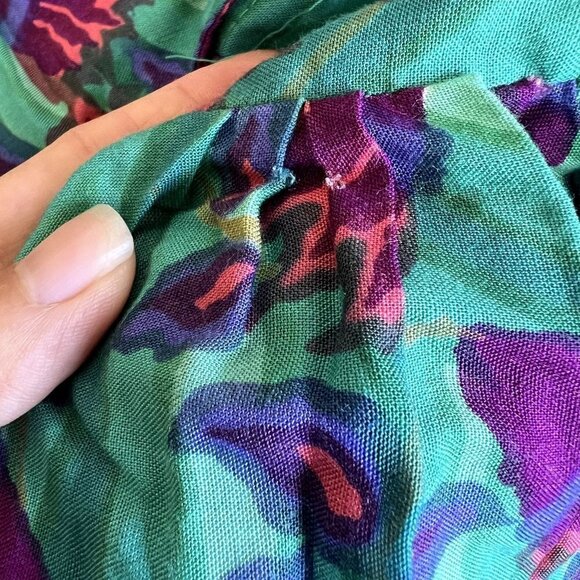 Rainbow Jo Hawaii Womens Small Floral Palm Short Sleeve Maxi Rayon Dress FLAWS - Picture 14 of 14